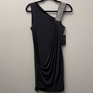 🍀Elegant grey One-Shoulder Dress